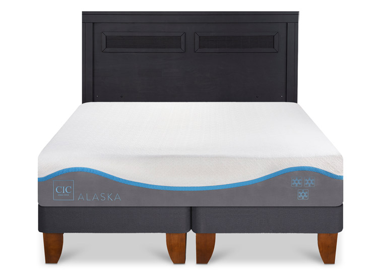 JUEGO DE DORMITORIO CIC CAMA EUROPEA ALASKA BD 2 PLAZAS + RESPALDO MILAN NEGRO - 1