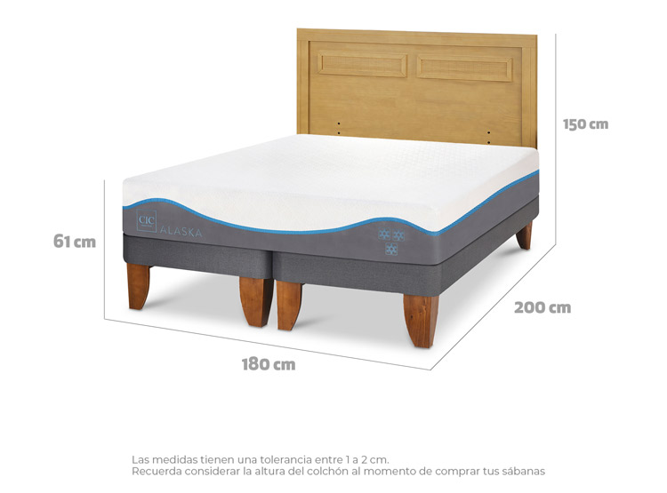 JUEGO DE DORMITORIO CIC CAMA EUROPEA ALASKA KING + RESPALDO MILAN MOSTAZA - 3