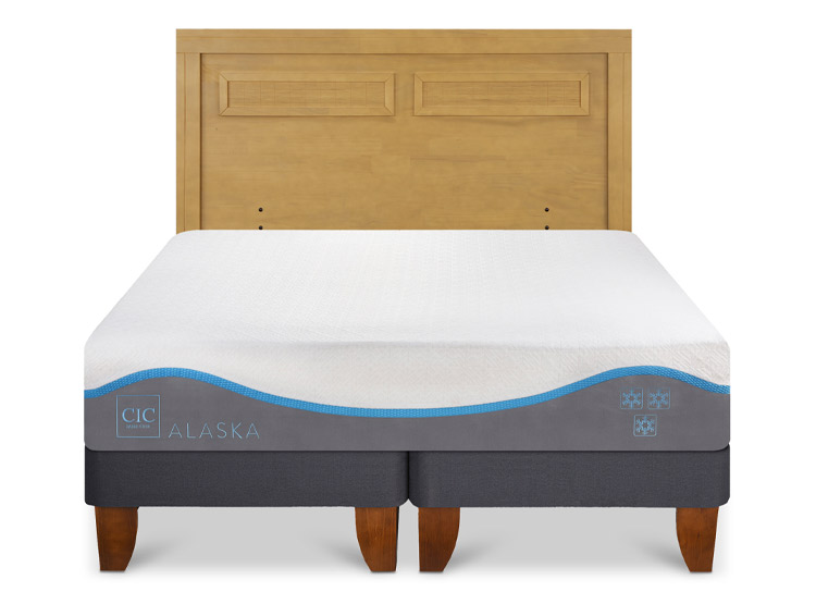 JUEGO DE DORMITORIO CIC CAMA EUROPEA ALASKA KING + RESPALDO MILAN MOSTAZA - 1