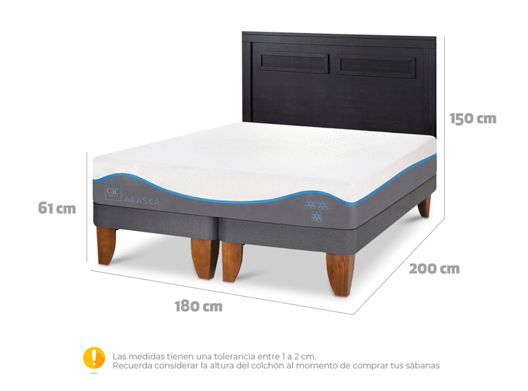 JUEGO DE DORMITORIO CIC CAMA EUROPEA ALASKA KING + RESPALDO MILAN NEGRO - 3