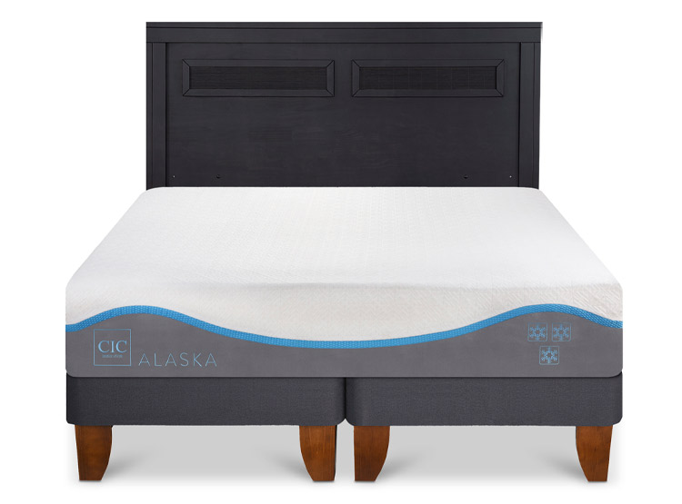 JUEGO DE DORMITORIO CIC CAMA EUROPEA ALASKA KING + RESPALDO MILAN NEGRO - 1