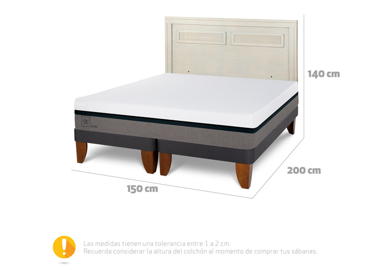 JUEGO DE DORMITORIO CIC CAMA EUROPEA BALANCE BD 2 PLAZAS + RESPALDO MILAN ALPINO - 3
