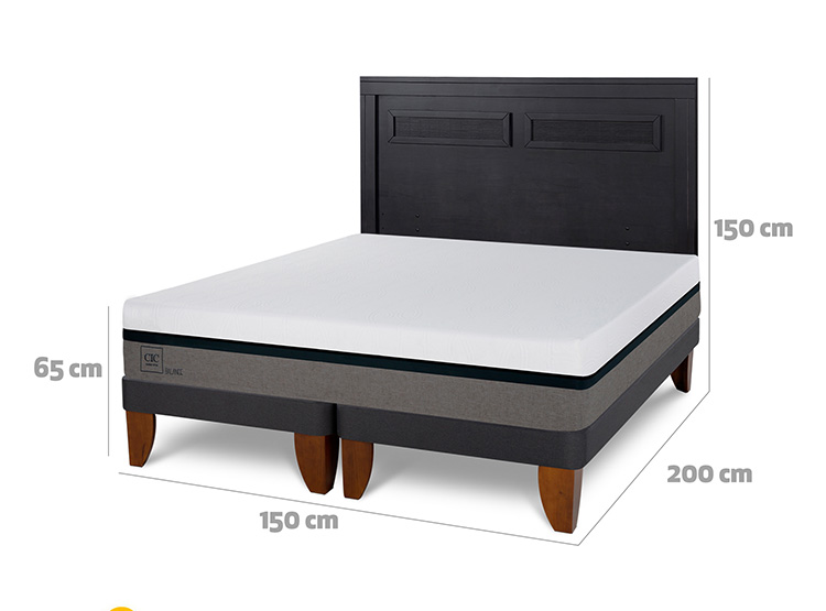 JUEGO DE DORMITORIO CIC CAMA EUROPEA BALANCE BD 2 PLAZAS + RESPALDO MILAN NEGRO - 3