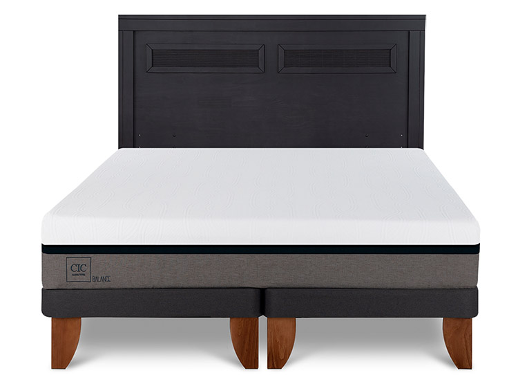 JUEGO DE DORMITORIO CIC CAMA EUROPEA BALANCE BD 2 PLAZAS + RESPALDO MILAN NEGRO - 1