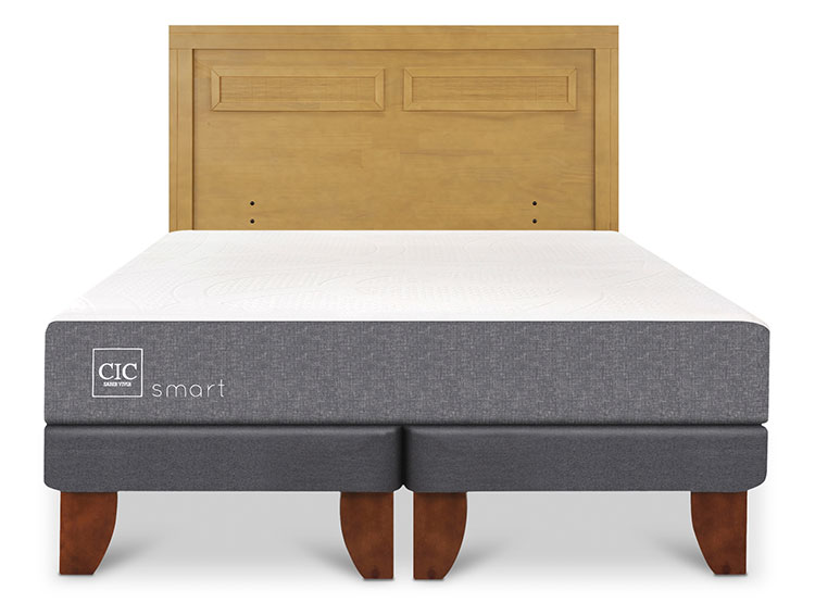 JUEGO DE DORMITORIO CIC CAMA EUROPEA BALANCE KING + RESPALDO MILAN MOSTAZA - 1