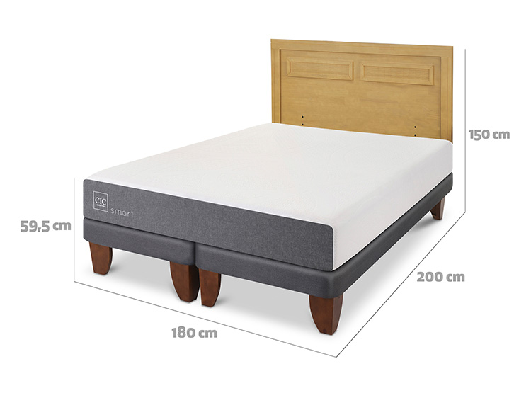 JUEGO DE DORMITORIO CIC CAMA EUROPEA BALANCE KING + RESPALDO MILAN NEGRO - 3