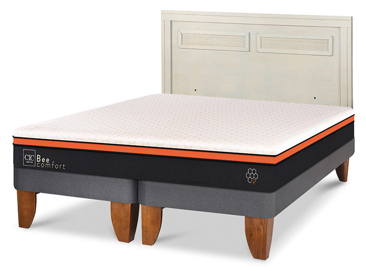 JUEGO DE DORMITORIO CIC CAMA EUROPEA BEE COMFORT KING + RESPALDO MILAN ALPINO - 2