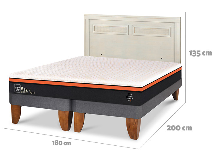 JUEGO DE DORMITORIO CIC CAMA EUROPEA BEE COMFORT KING + RESPALDO MILAN ALPINO - 3
