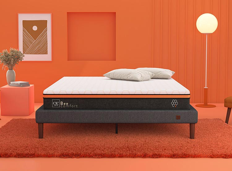 JUEGO DE DORMITORIO CIC CAMA EUROPEA BEE COMFORT KING + RESPALDO MILAN ALPINO - 10