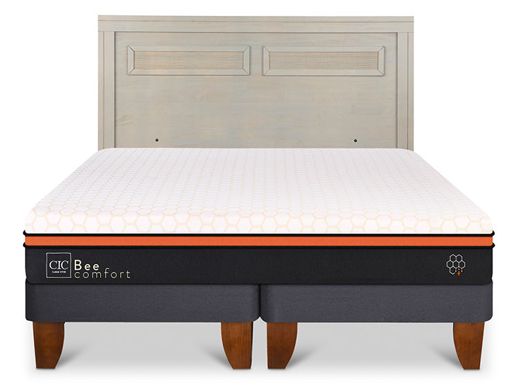 JUEGO DE DORMITORIO CIC CAMA EUROPEA BEE COMFORT KING + RESPALDO MILAN ALPINO - 1