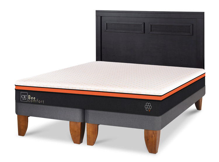 JUEGO DE DORMITORIO CIC CAMA EUROPEA BEE COMFORT BD 2 PLAZAS + RESPALDO MILAN NEGRO - 2