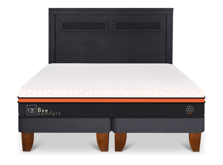 JUEGO DE DORMITORIO CIC CAMA EUROPEA BEE COMFORT BD 2 PLAZAS + RESPALDO MILAN NEGRO - 1