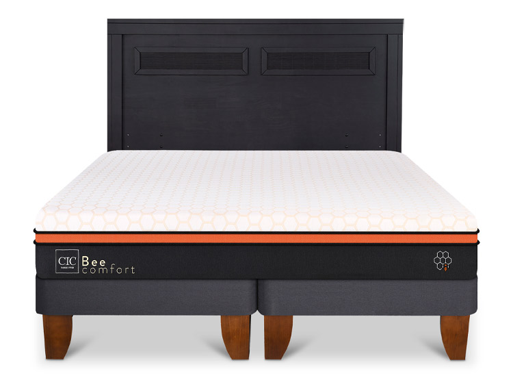 JUEGO DE DORMITORIO CIC CAMA EUROPEA BEE COMFORT KING + RESPALDO MILAN NEGRO - 1