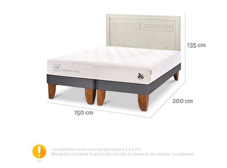 JUEGO DE DORMITORIO CIC CAMA EUROPEA COCOPEDIC BD 2 PLAZAS + RESPALDO MILAN ALPINO - 3