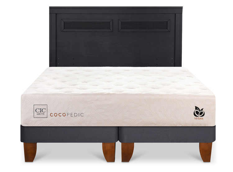 JUEGO DE DORMITORIO CIC CAMA EUROPEA COCOPEDIC BD 2 PLAZAS + RESPALDO MILAN NEGRO - 1