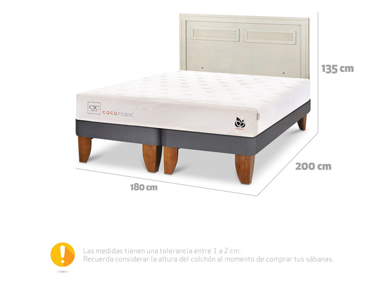 JUEGO DE DORMITORIO CIC CAMA EUROPEA COCOPEDIC KING + RESPALDO MILAN ALPINO - 3