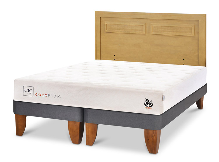 JUEGO DE DORMITORIO CIC CAMA EUROPEA COCOPEDIC KING + RESPALDO MILAN MOSTAZA - 2