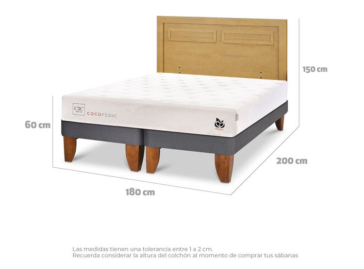JUEGO DE DORMITORIO CIC CAMA EUROPEA COCOPEDIC KING + RESPALDO MILAN MOSTAZA - 3