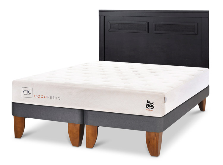 JUEGO DE DORMITORIO CIC CAMA EUROPEA COCOPEDIC KING + RESPALDO MILAN NEGRO - 2