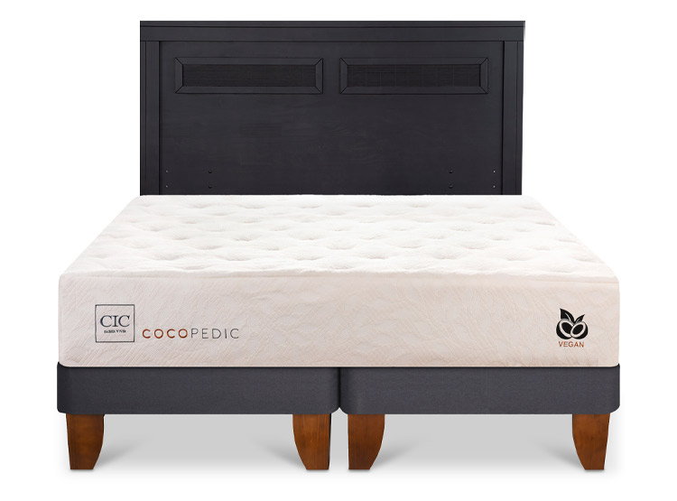 JUEGO DE DORMITORIO CIC CAMA EUROPEA COCOPEDIC KING + RESPALDO MILAN NEGRO - 1