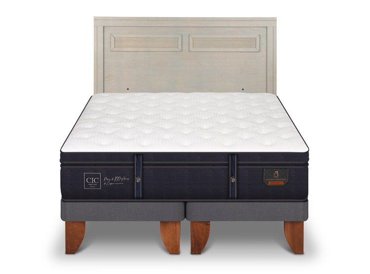 JUEGO DE DORMITORIO CIC CAMA EUROPEA GRAND PREMIUM BD 2 PLAZAS + RESPALDO MILAN ALPINO - 1