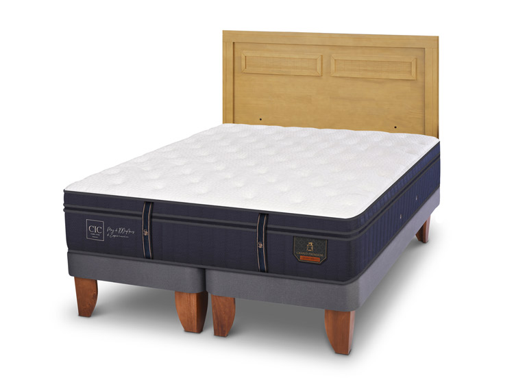 JUEGO DE DORMITORIO CIC CAMA EUROPEA GRAND PREMIUM BD 2 PLAZAS + RESPALDO MILAN MOSTAZA - 2
