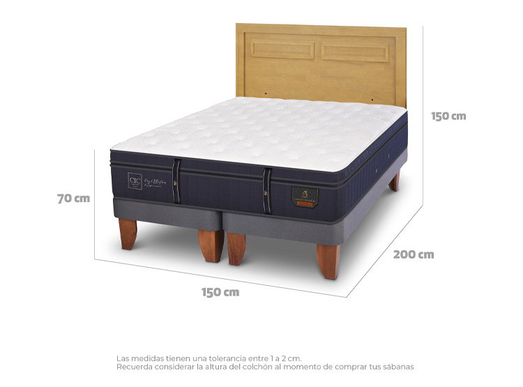 JUEGO DE DORMITORIO CIC CAMA EUROPEA GRAND PREMIUM BD 2 PLAZAS + RESPALDO MILAN MOSTAZA - 3