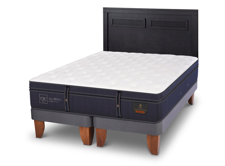 JUEGO DE DORMITORIO CIC CAMA EUROPEA GRAND PREMIUM BD 2 PLAZAS + RESPALDO MILAN NEGRO - 2