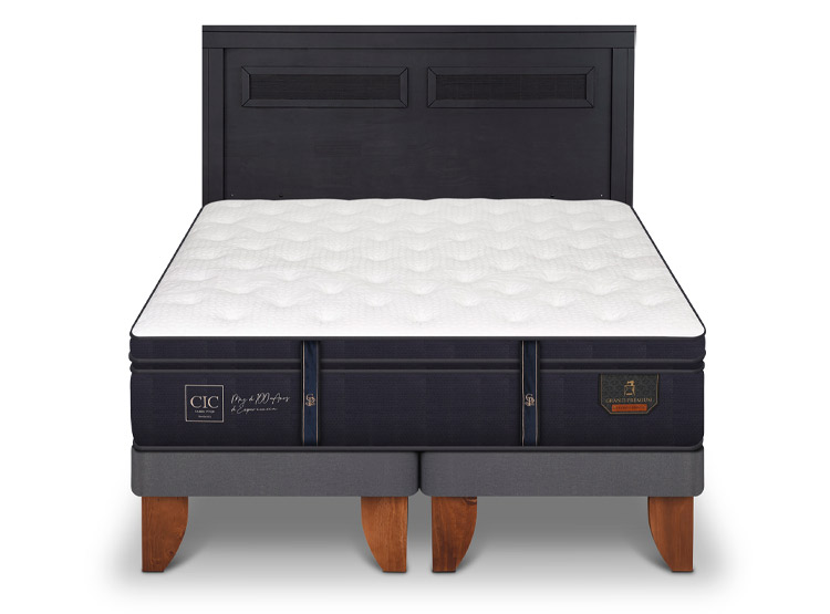 JUEGO DE DORMITORIO CIC CAMA EUROPEA GRAND PREMIUM BD 2 PLAZAS + RESPALDO MILAN NEGRO - 1