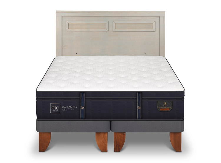 JUEGO DE DORMITORIO CIC CAMA EUROPEA GRAND PREMIUM KING + RESPALDO MILAN ALPINO - 1