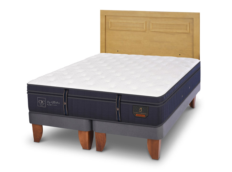 JUEGO DE DORMITORIO CIC CAMA EUROPEA GRAND PREMIUM KING + RESPALDO MILAN MOSTAZA - 2