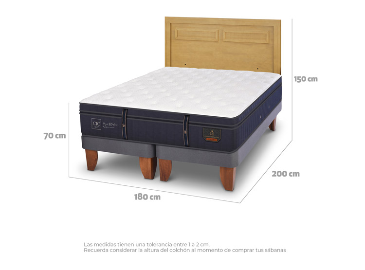 JUEGO DE DORMITORIO CIC CAMA EUROPEA GRAND PREMIUM KING + RESPALDO MILAN MOSTAZA - 3