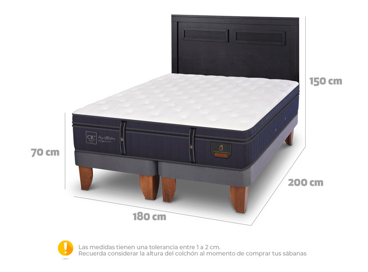 JUEGO DE DORMITORIO CIC CAMA EUROPEA GRAND PREMIUM KING + RESPALDO MILAN NEGRO - 3
