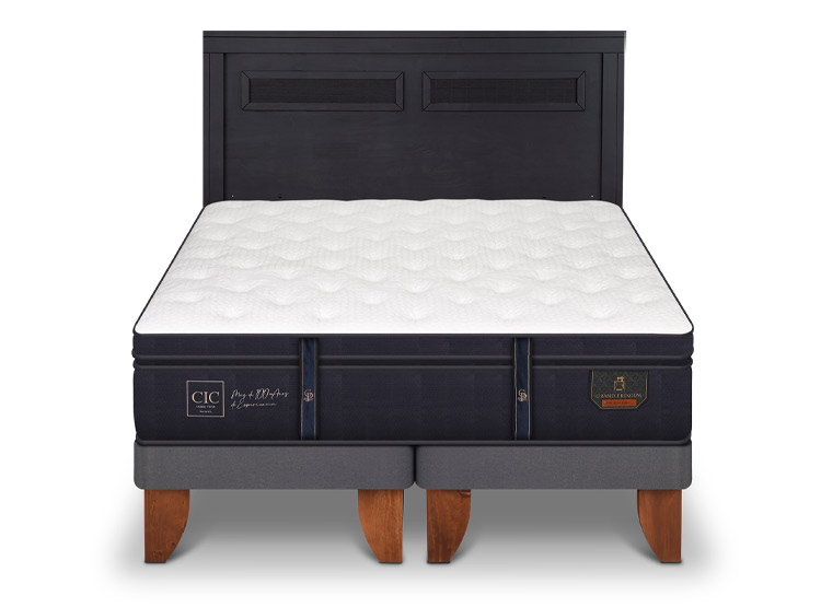 JUEGO DE DORMITORIO CIC CAMA EUROPEA GRAND PREMIUM KING + RESPALDO MILAN NEGRO - 1