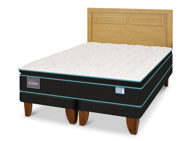 JUEGO DE DORMITORIO CIC CAMA EUROPEA GREEN SLEEP BD 2 PLAZAS + RESPALDO MILAN MOSTAZA - 2