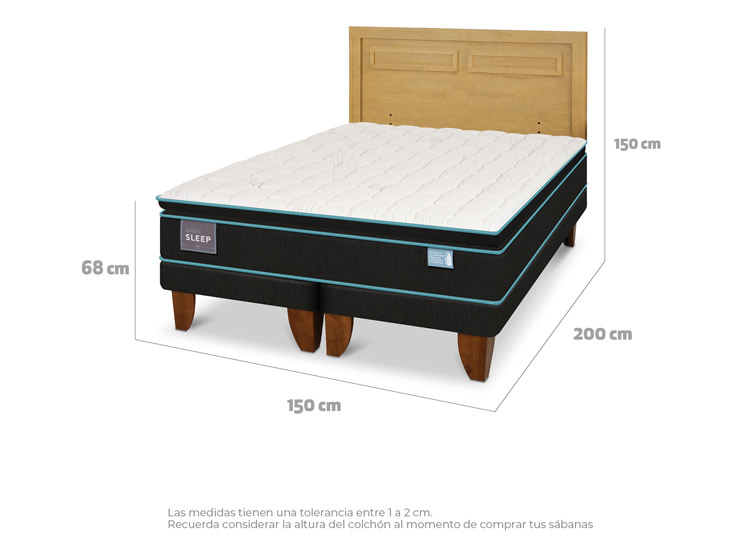 JUEGO DE DORMITORIO CIC CAMA EUROPEA GREEN SLEEP BD 2 PLAZAS + RESPALDO MILAN MOSTAZA - 3
