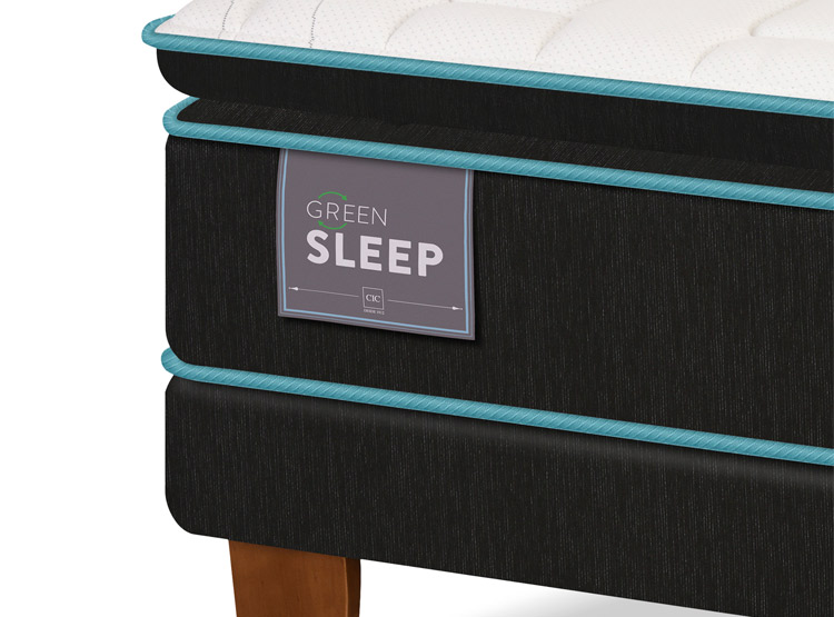 JUEGO DE DORMITORIO CIC CAMA EUROPEA GREEN SLEEP BD 2 PLAZAS + RESPALDO MILAN MOSTAZA - 6