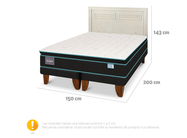JUEGO DE DORMITORIO CIC CAMA EUROPEA GREEN SLEEP BD 2 PLAZAS + RESPALDO MILAN ALPINO - 3