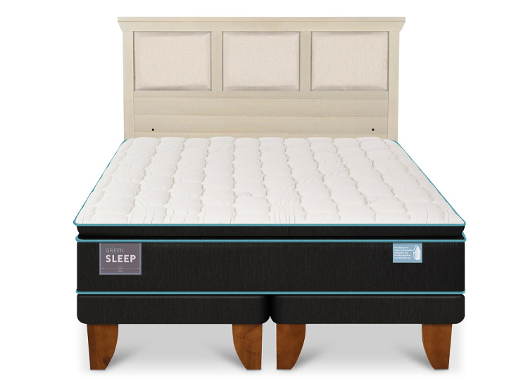 JUEGO DE DORMITORIO CIC CAMA EUROPEA GREEN SLEEP BD 2 PLAZAS + RESPALDO MILAN ALPINO - 1