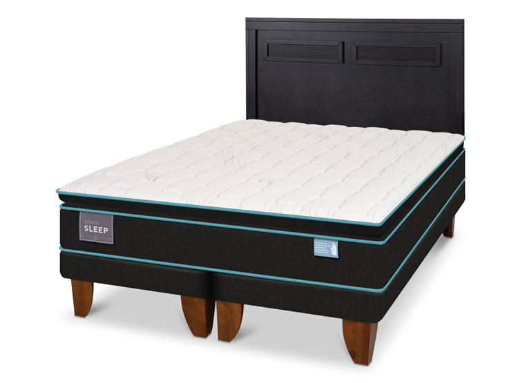 JUEGO DE DORMITORIO CIC CAMA EUROPEA GREEN SLEEP BD 2 PLAZAS + RESPALDO MILAN NEGRO - 2