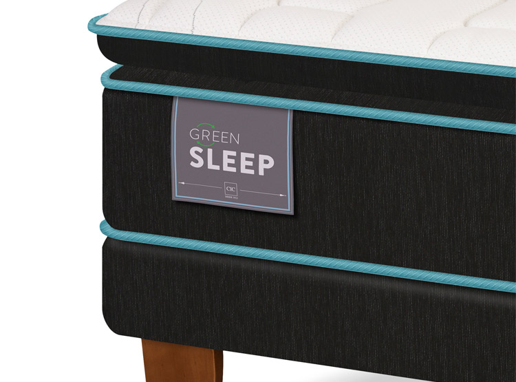 JUEGO DE DORMITORIO CIC CAMA EUROPEA GREEN SLEEP BD 2 PLAZAS + RESPALDO MILAN NEGRO - 5