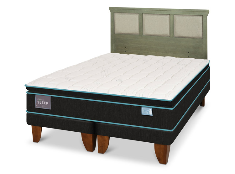 JUEGO DE DORMITORIO CIC CAMA EUROPEA GREEN SLEEP BD 2 PLAZAS + RESPALDO TORINO OLIVO - 2