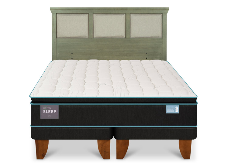 JUEGO DE DORMITORIO CIC CAMA EUROPEA GREEN SLEEP BD 2 PLAZAS + RESPALDO TORINO OLIVO - 1