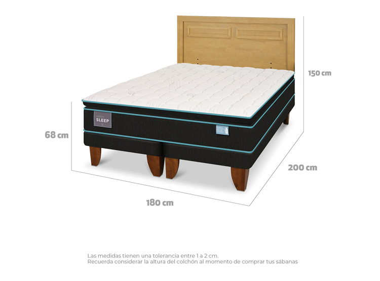 JUEGO DE DORMITORIO CIC CAMA EUROPEA GREEN SLEEP KING + RESPALDO MILAN MOSTAZA - 3