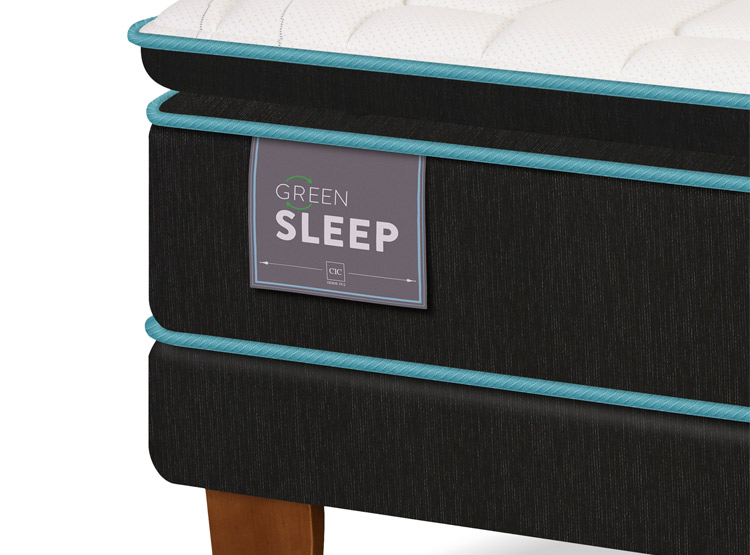JUEGO DE DORMITORIO CIC CAMA EUROPEA GREEN SLEEP KING + RESPALDO MILAN MOSTAZA - 6