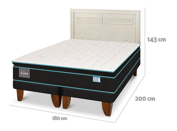 JUEGO DE DORMITORIO CIC CAMA EUROPEA GREEN SLEEP KING + RESPALDO MILAN ALPINO - 3