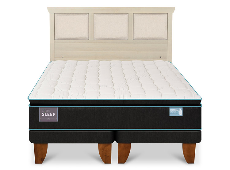 JUEGO DE DORMITORIO CIC CAMA EUROPEA GREEN SLEEP KING + RESPALDO MILAN ALPINO - 1