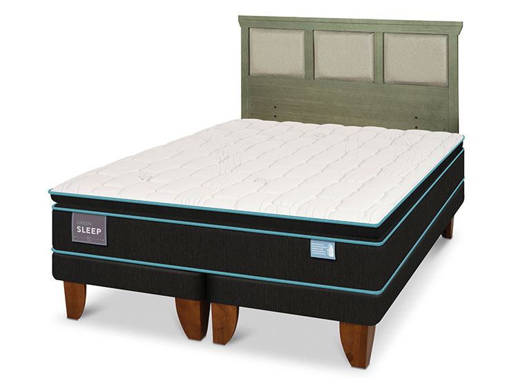 JUEGO DE DORMITORIO CIC CAMA EUROPEA GREEN SLEEP KING + RESPALDO TORINO OLIVO - 2