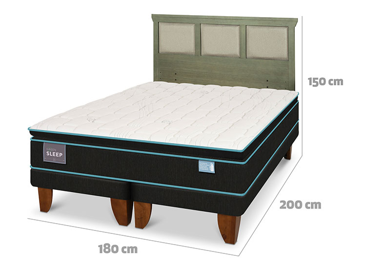 JUEGO DE DORMITORIO CIC CAMA EUROPEA GREEN SLEEP KING + RESPALDO TORINO OLIVO - 3