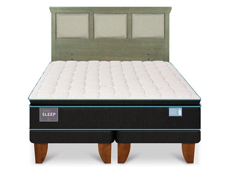 JUEGO DE DORMITORIO CIC CAMA EUROPEA GREEN SLEEP KING + RESPALDO TORINO OLIVO - 1
